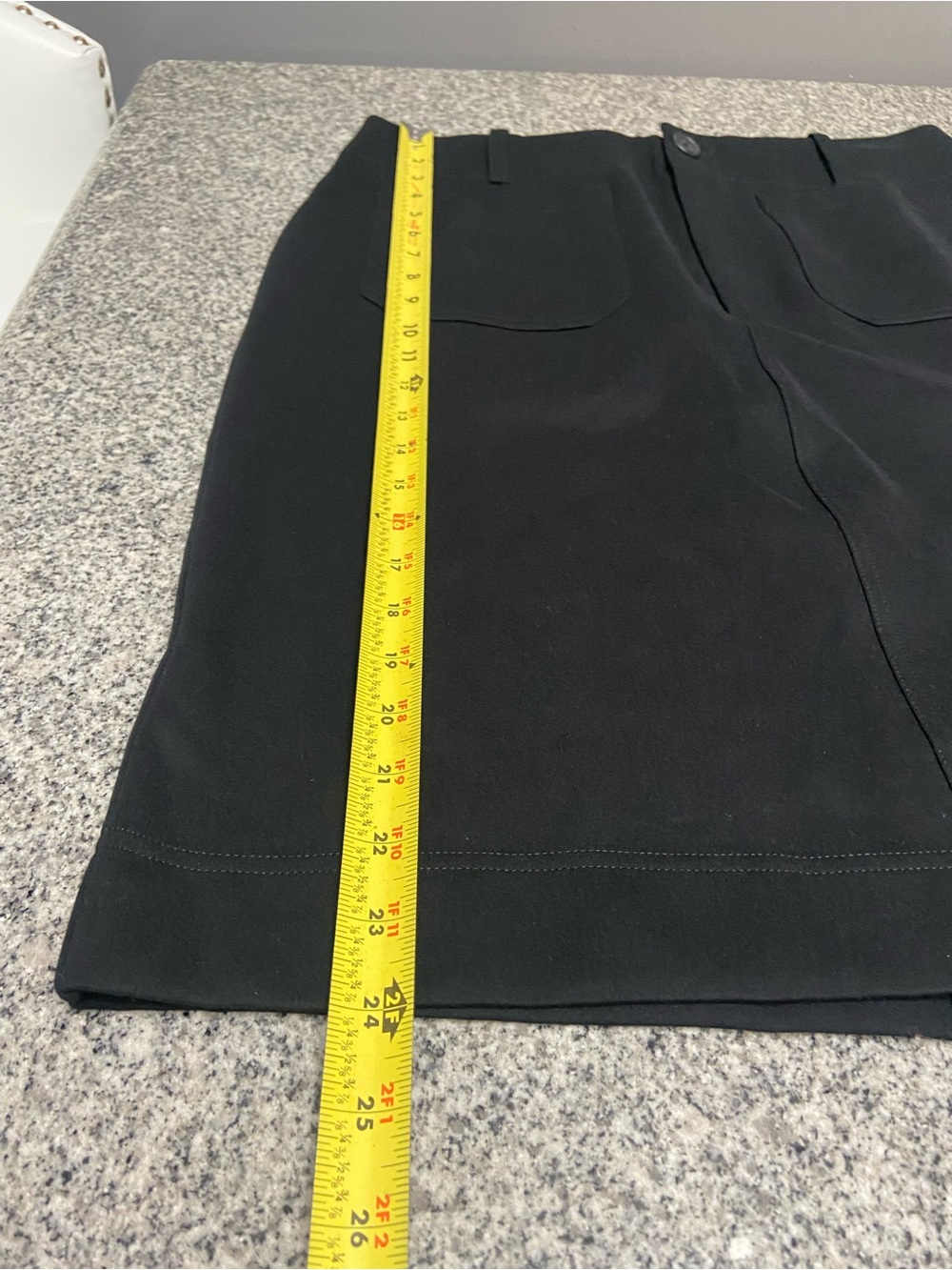 MAEVE by Anthropologie Black Skirt W/Front & Back Patch Pockets Career Comfy  LP - Picture 13 of 13